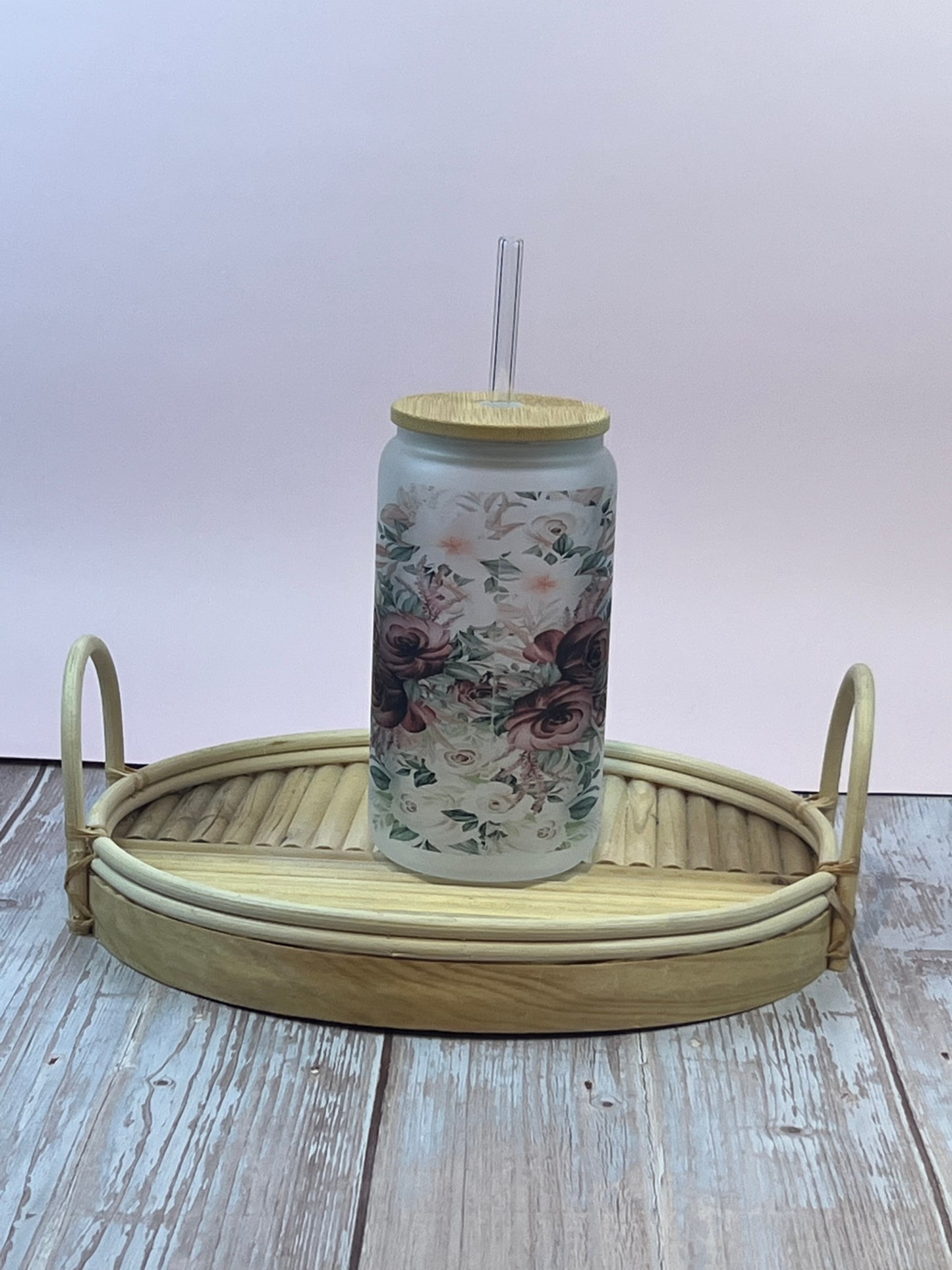 Floral Mom Glass Can Tumbler